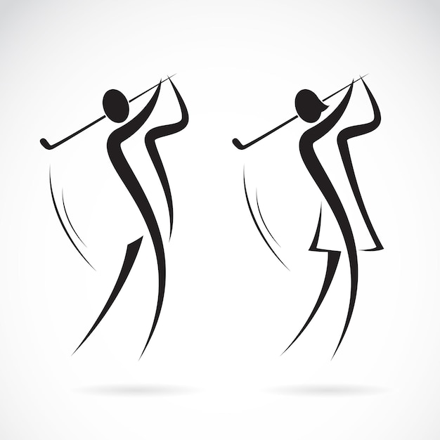 Vector image of an male and female golfers design on white background