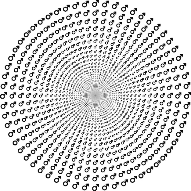 Immagine vettoriale dei segni maschili in cerchio isolato su sfondo trasparente