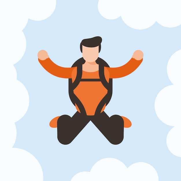 Vector Image Of A Man Jumping With A Parachute, Isolated On White Background