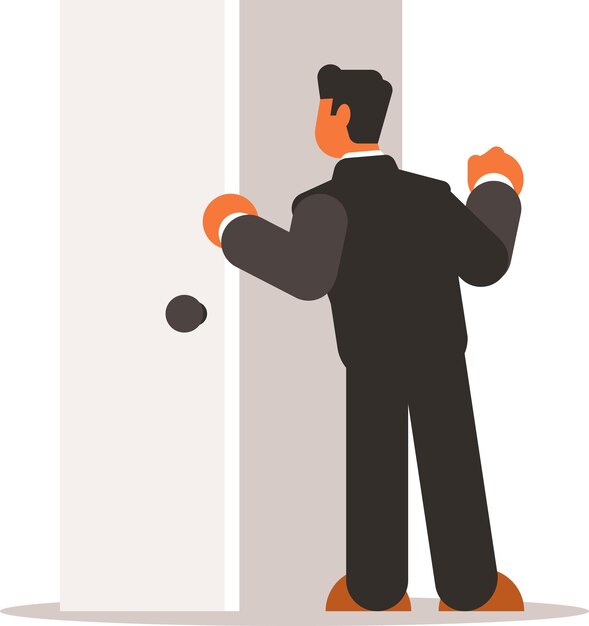 Vector Image Of A Man Opening The Door, Isolated On White Background