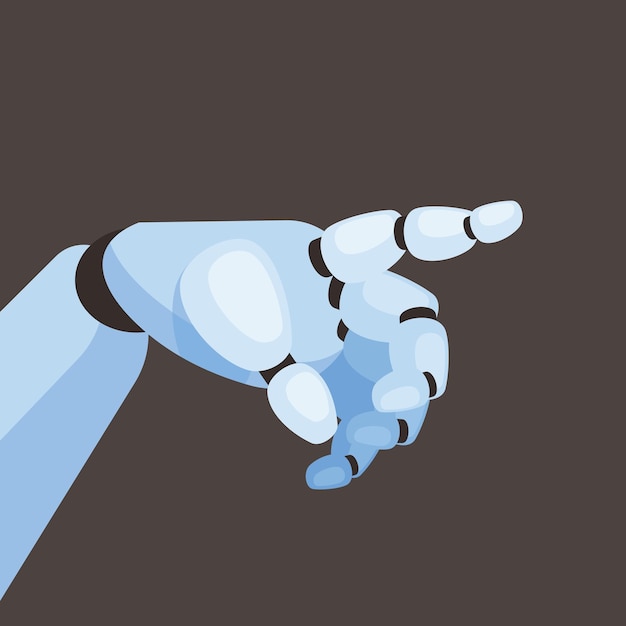 Vector vector image of a mechanical robotic hand isolated on transparent background