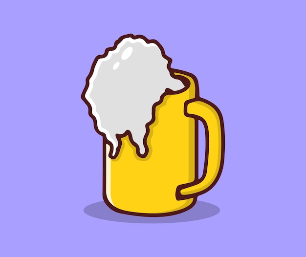 Vector image mugs of beer Drinks with a lot of foam hand drawing illustration