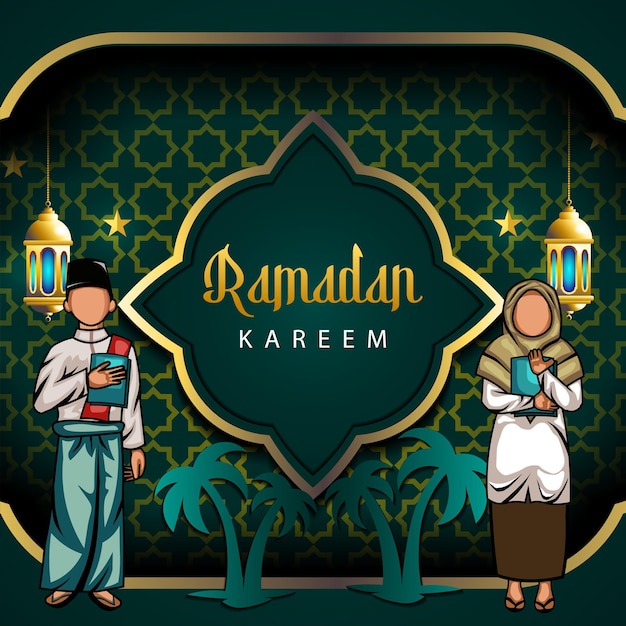 Вектор Вектор изображения исламского фона в социальных сетях для мусульманских партий в священный месяц рамадан
