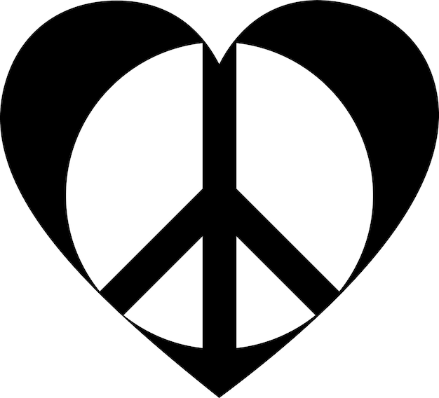 平和のアイコンと白い背景で隔離の愛のシンボルのベクトル画像