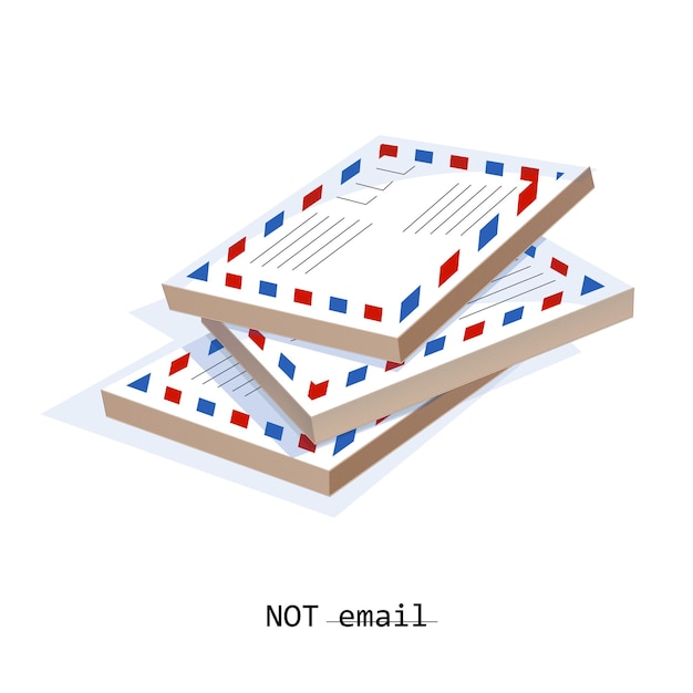 벡터 이메일 eps 10이 아닌 컨텍스트 개념이 포함된 봉투 3개 스택의 벡터 이미지