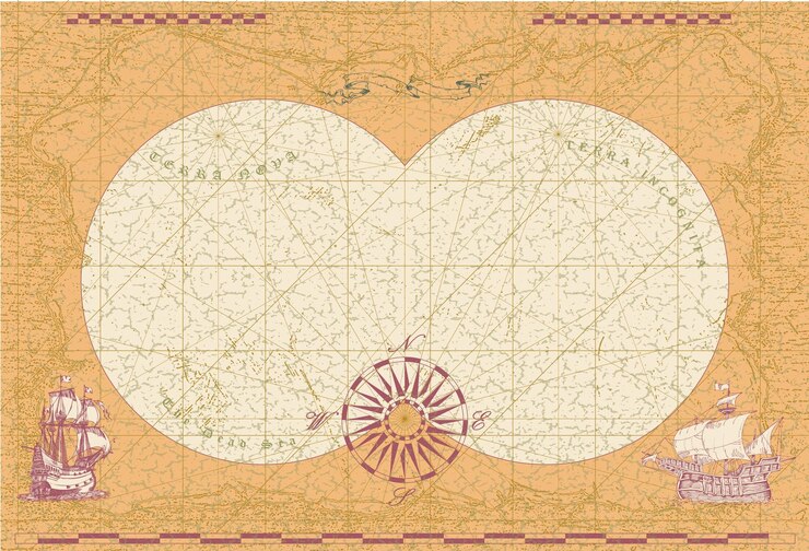 vector image of an old sea map in the style of medieval engravings