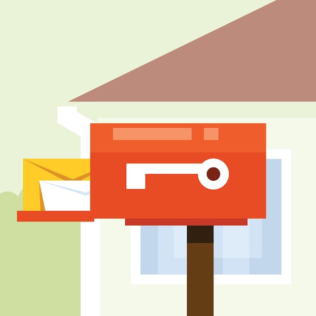 Vector vector image of an open mailbox isolated on transparent background