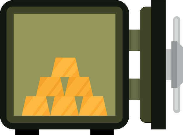 Immagine vettoriale di un caveau aperto con oro all'interno isolato su sfondo trasparente