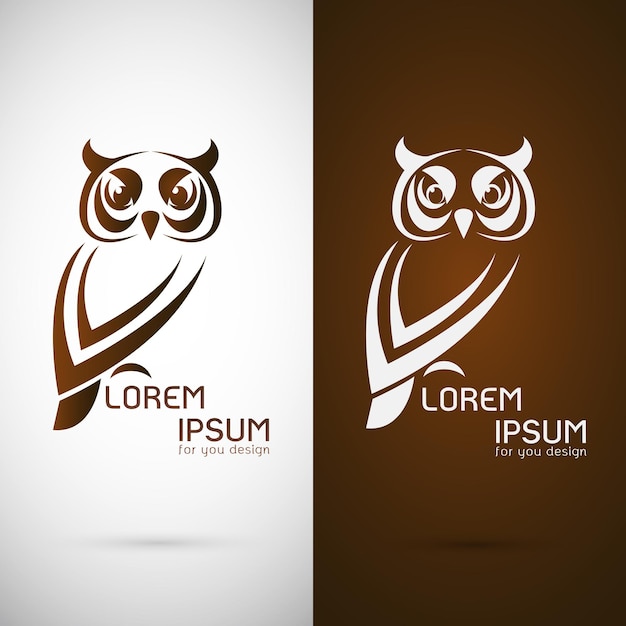 Vector image of an owl design on white background and brown background Logo Symbol