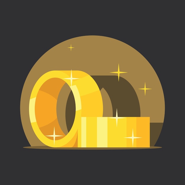 Vector image of a pair of golden rings isolated on transparent background