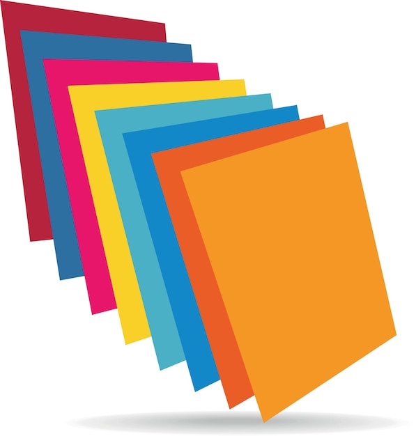 Vector vector image of paper sheets in various colors isolated on transparent background