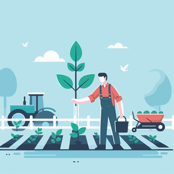Vector vector image of people farming