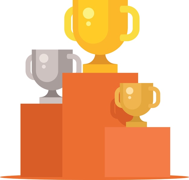 Vector Image Of A Podium With Trophies Isolated On Transparent Background