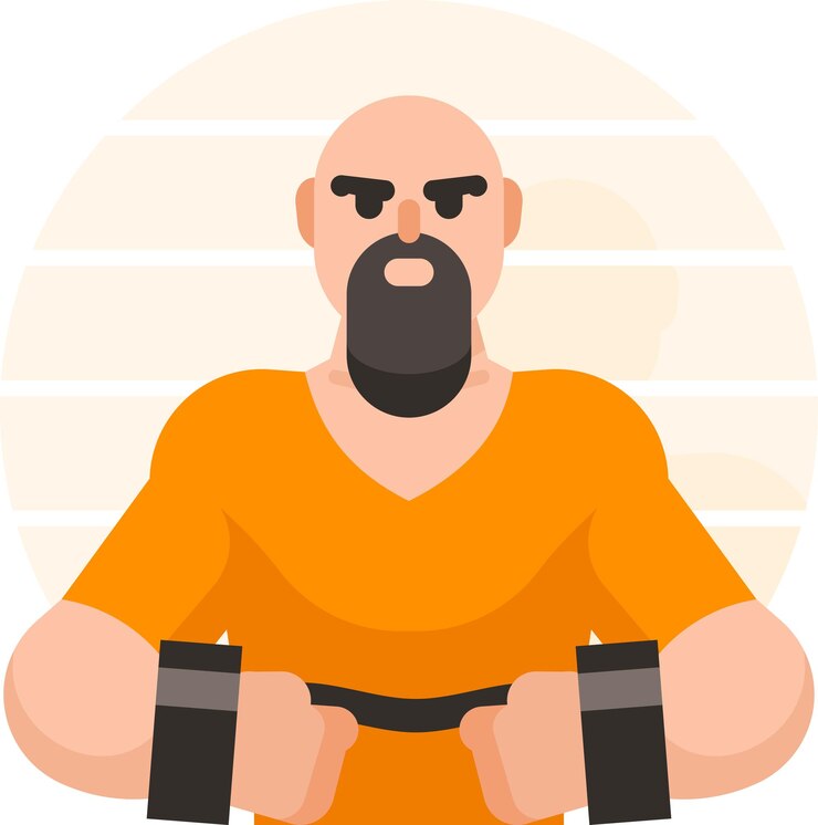 Vector vector image of a prisoner in the prison cell, isolated on white background