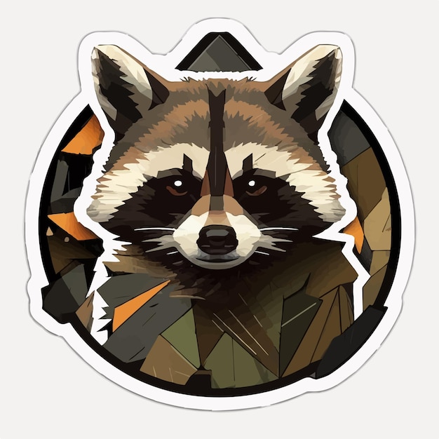 Vector image of a raccoon hanging from a tree branch