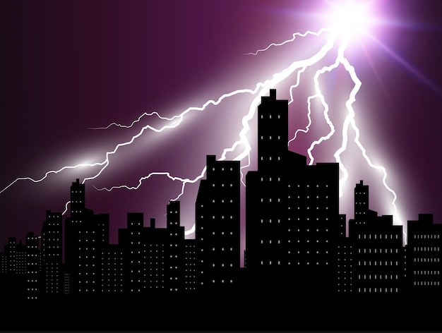 Vector image of realistic lightning flash of thunder on a transparent background