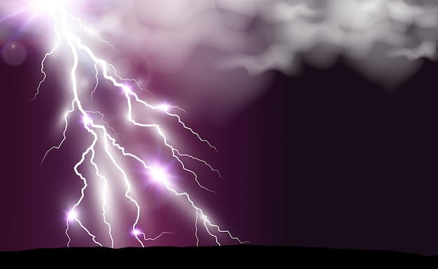 Vector image of realistic lightning. flash of thunder on a transparent background.