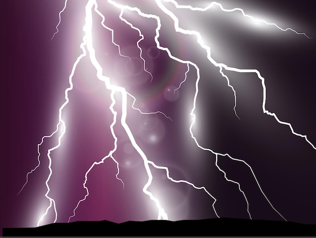 Vector vector image of realistic lightning. flash of thunder on a transparent background.