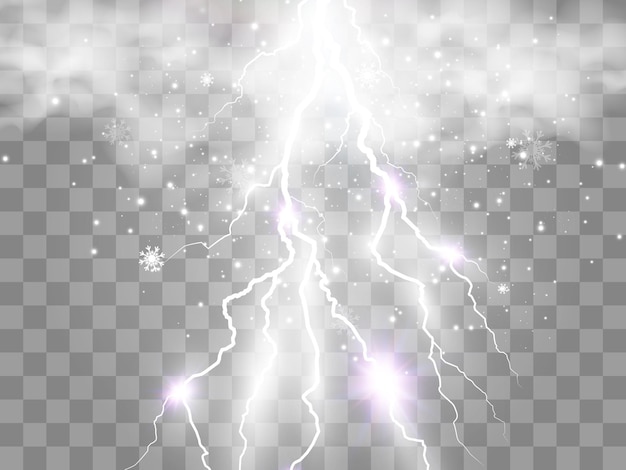 Immagine vettoriale di un fulmine realistico. fulmine su uno sfondo trasparente.