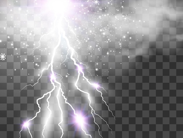 Vettore immagine vettoriale di un fulmine realistico. fulmine su uno sfondo trasparente.