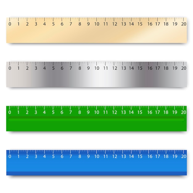 Vector image of rulers School tool for measuring with a scale Multicolored measuring instruments