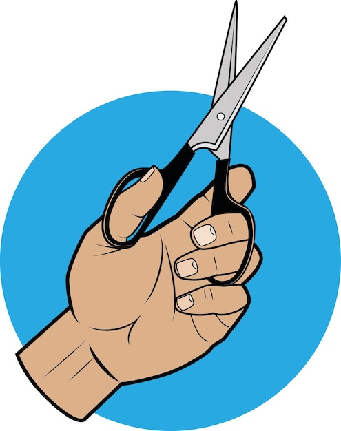 Vector vector image of scissors in hand isolated on transparent background