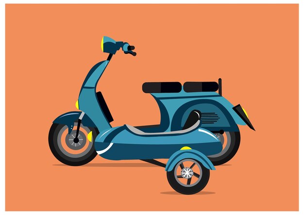 Vector Image Of Scooter With Sidecar