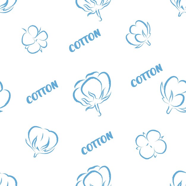 Vector image seamless pattern cotton bloom cotton