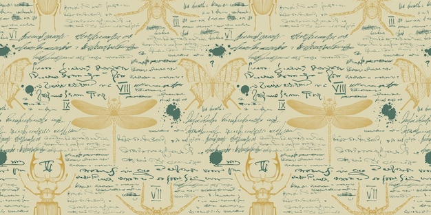 vector image of a seamless textured background in the style of notes from an entomologist diary