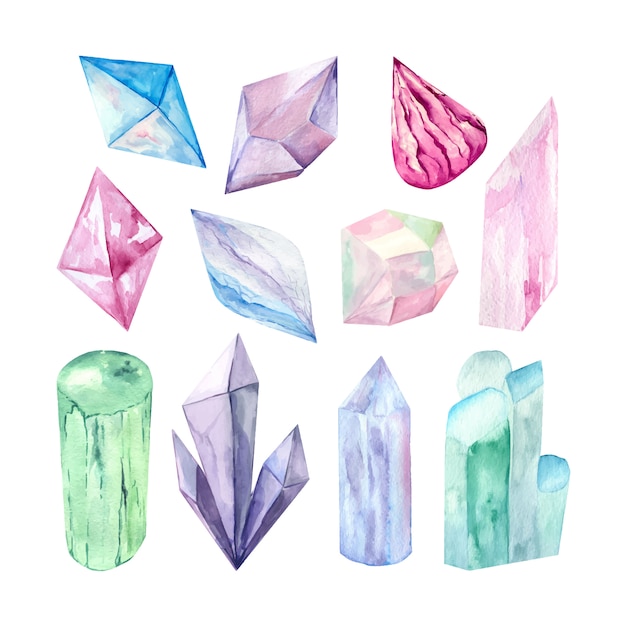 Vector image of a set of crystals.