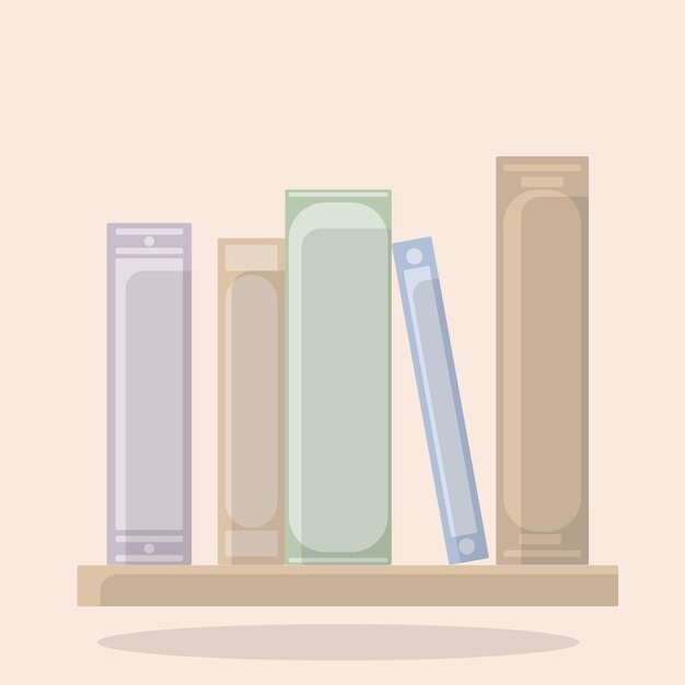 Vector image of a shelf with books