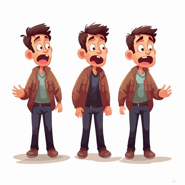 Vector vector image showing man's fear emotion