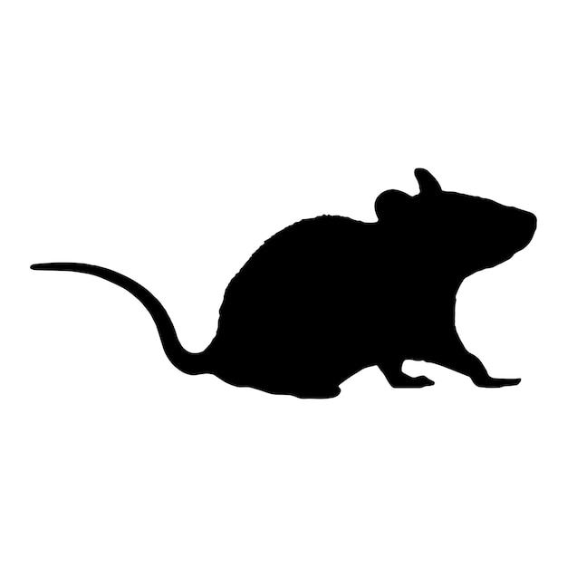 Векторное изображение силуэта крысы на белом фоне