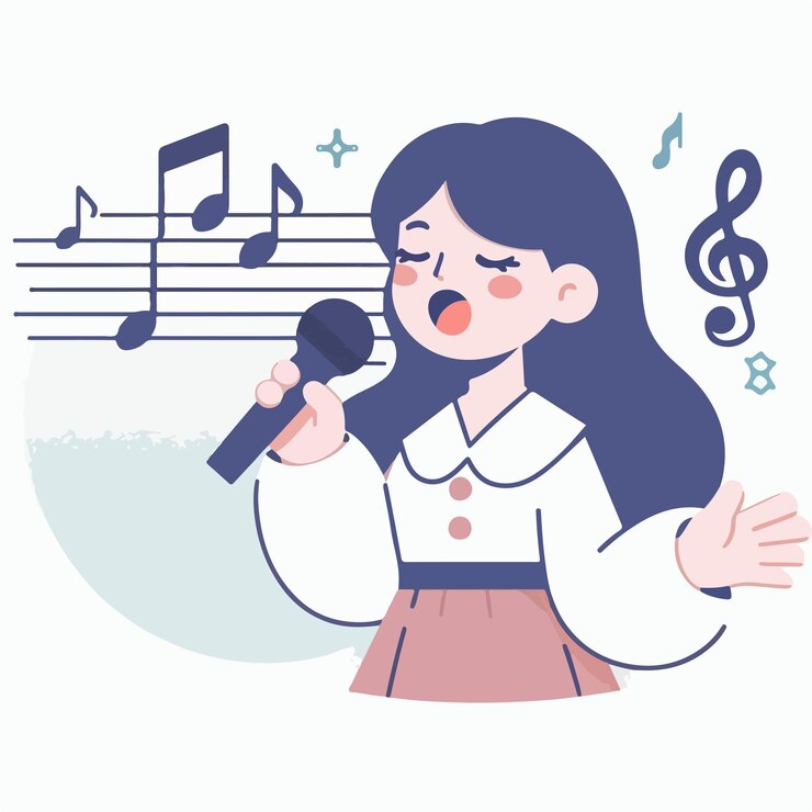 Vector 노래하는 소녀의 터 이미지