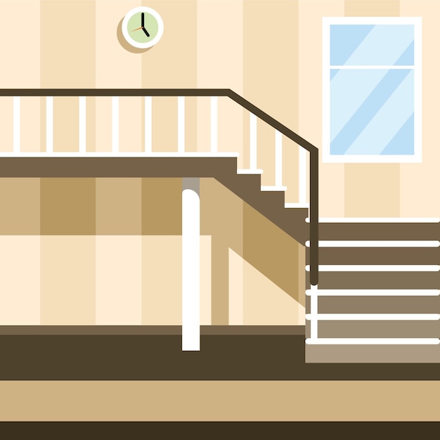 Immagine vettoriale delle scale al secondo piano isolato su sfondo trasparente