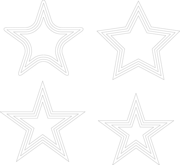 Векторное изображение звезд простых геометрических фигур, изолированных на прозрачном фоне