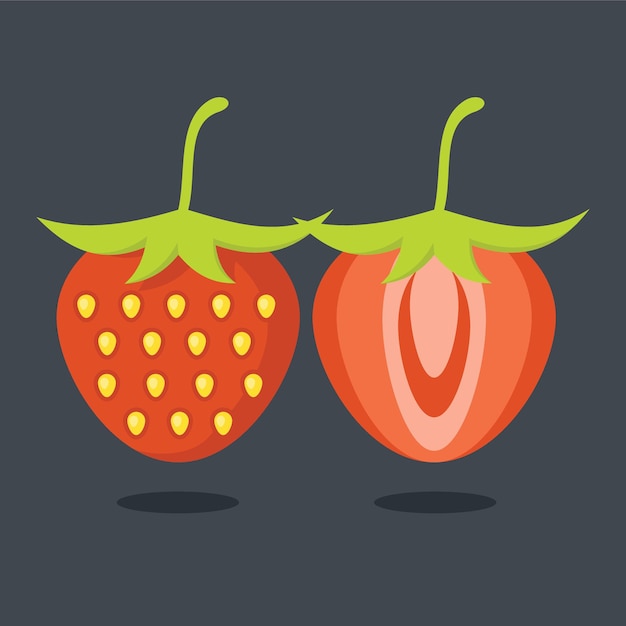 Vector Image Of A Strawberry Fruit Cut In Half Food Illustration