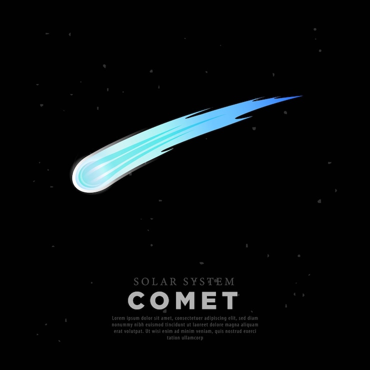Vector vector image of tailed comet with space background