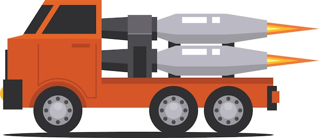 Vector vector image of a truck with rocket boosters isolated on transparent background