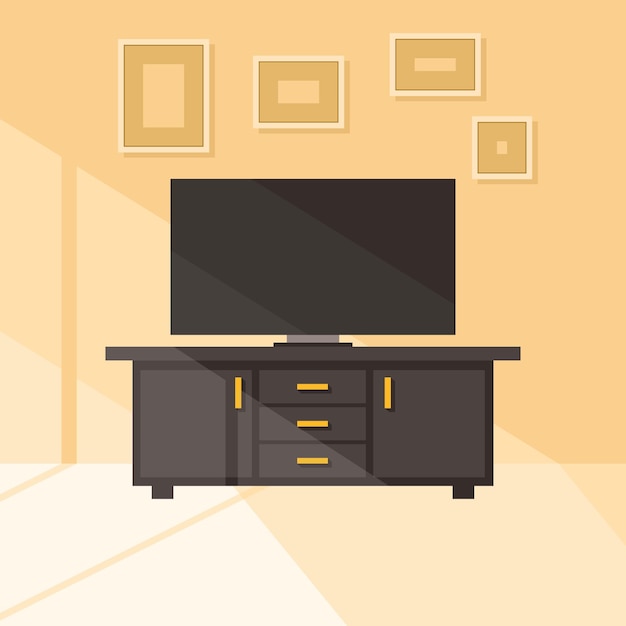 Vector Image Of A Tv Set In A Room Isolated On Transparent Background