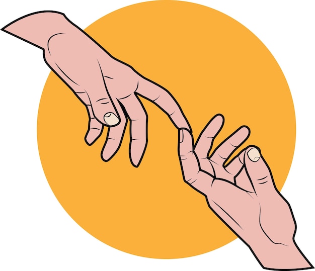 Vector vector image of two index fingers touching isolated on transparent background