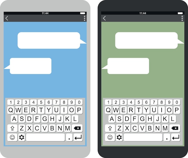Векторное изображение двух смартфонов с сообщениями на экране, изолированными на прозрачном фоне
