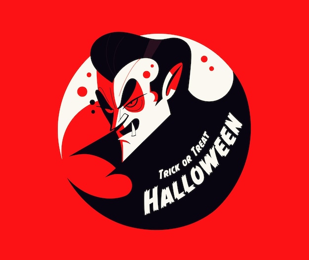 Vector image of a vampire isolated on red background