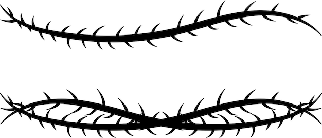 Vettore immagine vettoriale di una vite con spine. filo spinato.