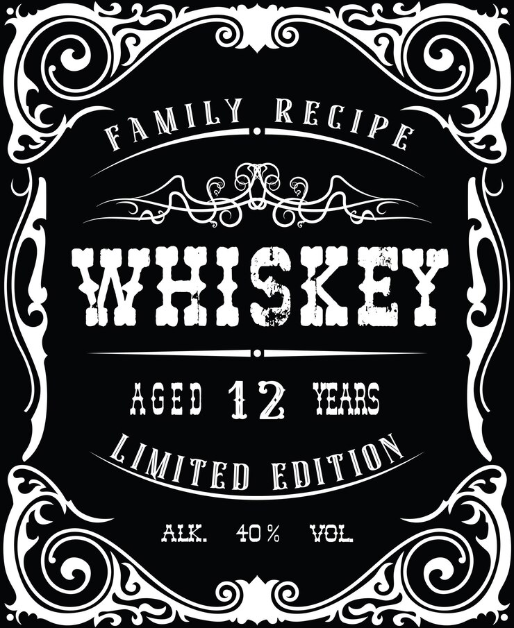 vector image of vintage whiskey bottle label