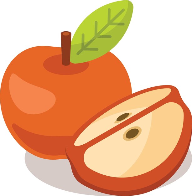 Vector Image Of Whole Apple And Apple Slice Food Illustration