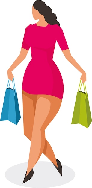 Vector Image Of A Woman Carrying Shopping Bags Isolated On White Background