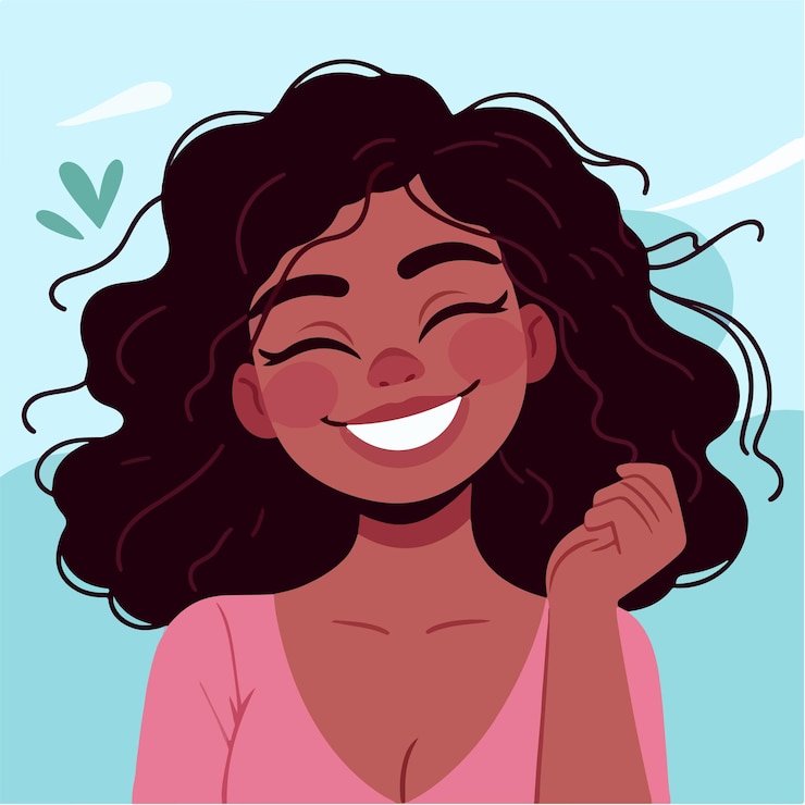 Vector vector image of woman with joyful expression