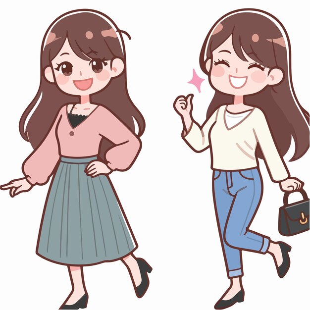 Vector vector image of woman with joyful expression