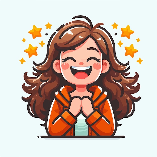 Vector vector image of woman with joyful expression